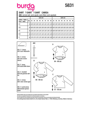 Patron de T-shirt - Burda 5831