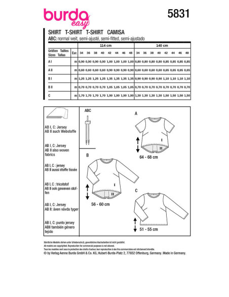 Patron de T-shirt - Burda 5831