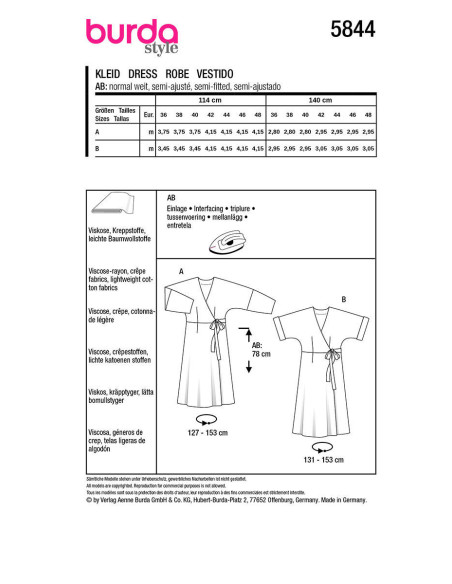 Patron de robe - Burda 5844