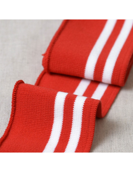 Bord-côte poignets et taille - Rouge rayures blanches