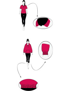 Bord-côte poignets et taille - Rouge rayures blanches 2