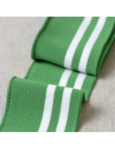 Bord-côte poignets et taille - Vert rayures blanches