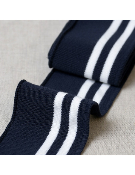 Bord-côte poignets et taille - Bleu marine rayures blanches