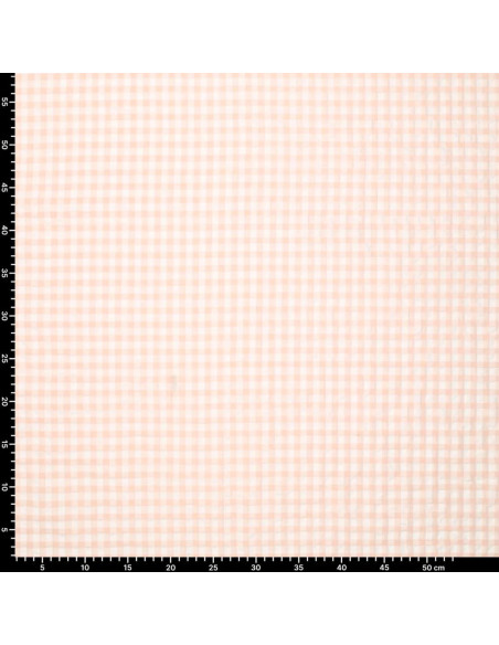 Tissu Seersucker à carreaux - Naturel