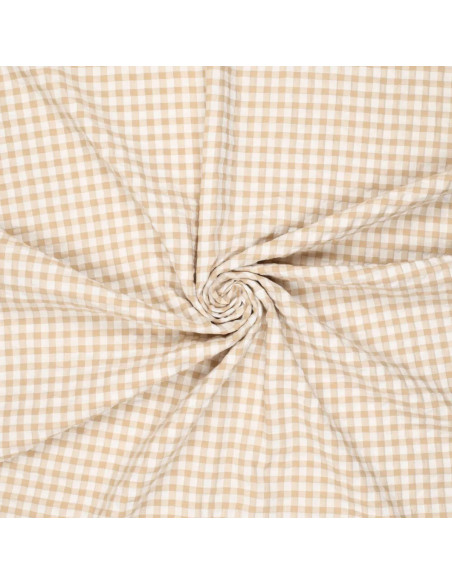 Tissu Seersucker à carreaux - Beige