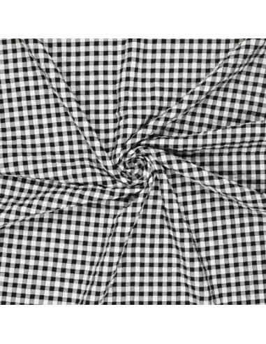 Tissu Seersucker à carreaux - Noir