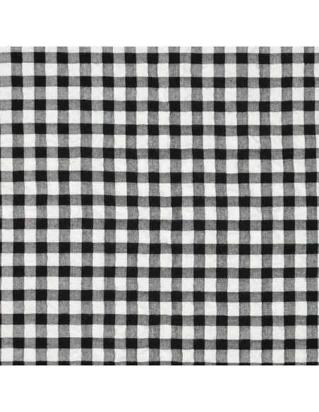 Tissu Seersucker à carreaux - Noir