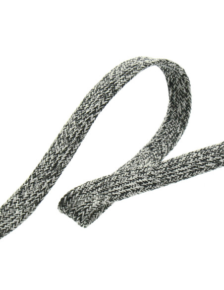 Cordon tressé plat chiné - Anthracite
