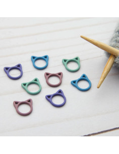Set de 8 marqueurs de mailles fermés - Chat coloré 2
