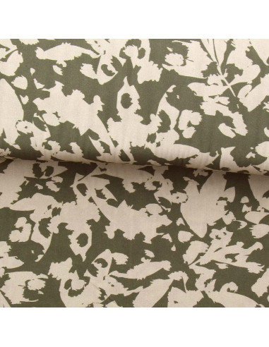Tissu viscose fantaisie - Abstrait kaki