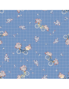 Tissu satin de coton Bicyclette bleu - Lise Tailor 2
