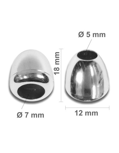 Embout clochette plastique pour cordons - Argent