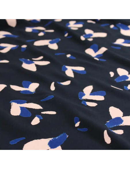 Tissu popeline de viscose Pétali bleu marine - Églantine & Zoé