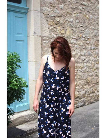 Tissu popeline de viscose Pétali bleu marine - Églantine & Zoé