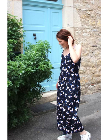 Tissu popeline de viscose Pétali bleu marine - Églantine & Zoé