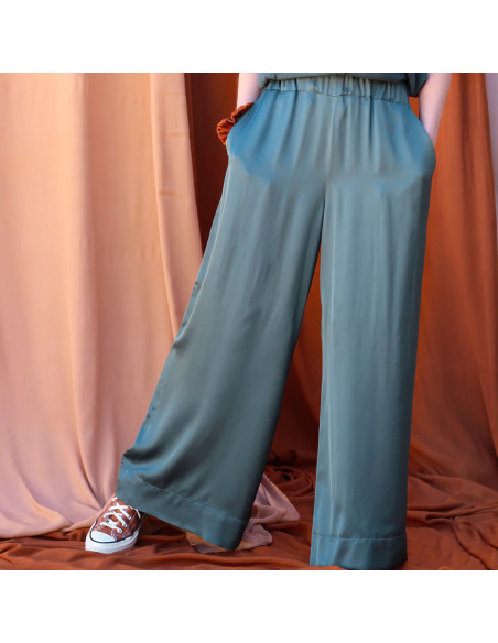 Tissu satin de viscose Paon - La Maison Naïve