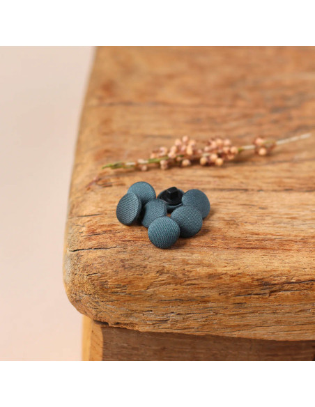 Bouton recouvert satin sur pied 10 mm - Paon