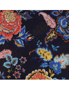 Tissu jersey imprimé - Fleurs fond bleu marine