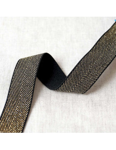 Élastique chevron métallique - Noir et or