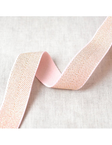 Élastique chevron métallique - Rose et or