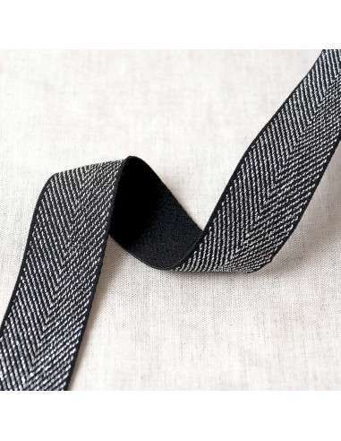 Élastique chevron métallique - Noir et argent