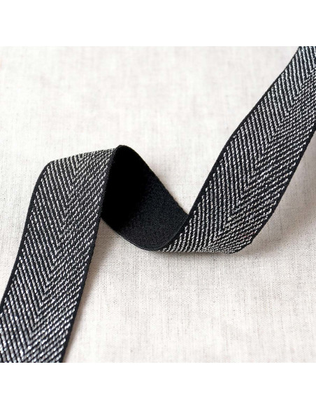 Élastique chevron métallique - Noir et argent