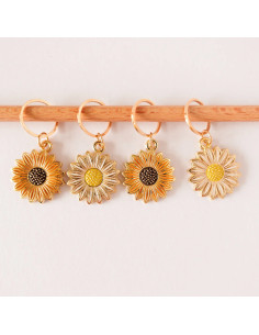 Lot de 4 anneaux marqueurs de maille - Tournesol