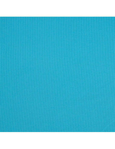 Tissu jersey coton côtelé - Bleu turquoise