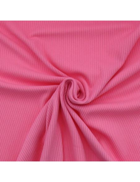 Tissu jersey coton côtelé - Rose