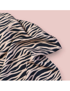 Tissu twill viscose - Zébra Dune et noir