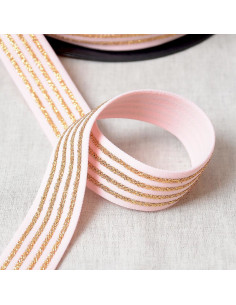 Élastique 4 bandes métalliques - Rose et or