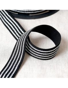 Élastique 4 bandes métalliques - Noir et argent