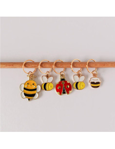 Lot de 5 anneaux marqueurs de maille - Bee Happy