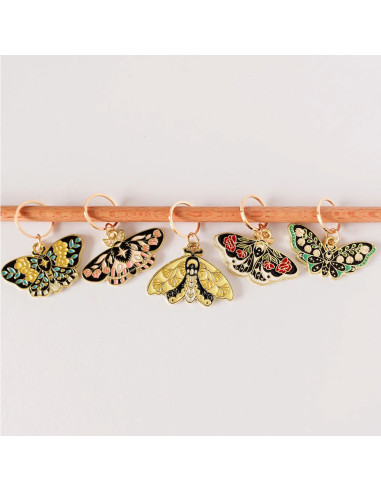 Lot de 5 anneaux marqueurs de maille - Papillons