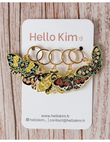 Lot de 5 anneaux marqueurs de maille - Papillons