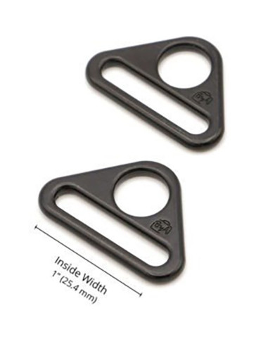 Set de 2 anneaux triangulaires passant 25 mm noir