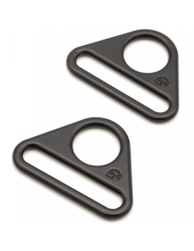 Set de 2 anneaux triangulaires passant 38 mm noir