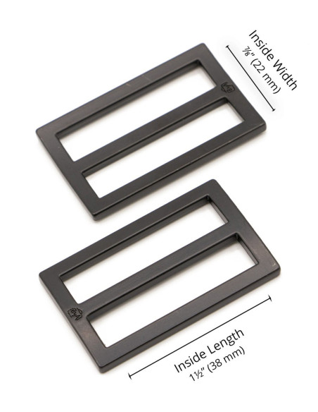 Set de 2 boucles coulissantes 22 x 38 mm noir