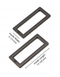 Set de 2 boucles rectangulaires 13 x 38 mm noir 2
