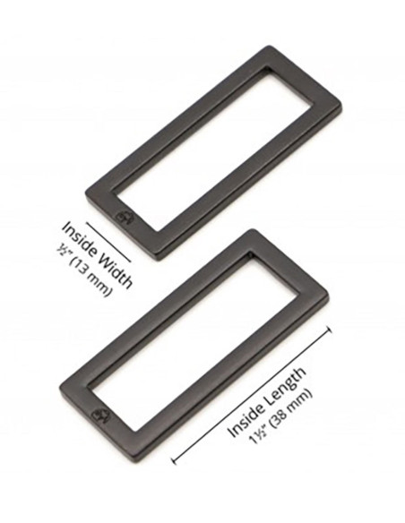 Set de 2 boucles rectangulaires 13 x 38 mm noir