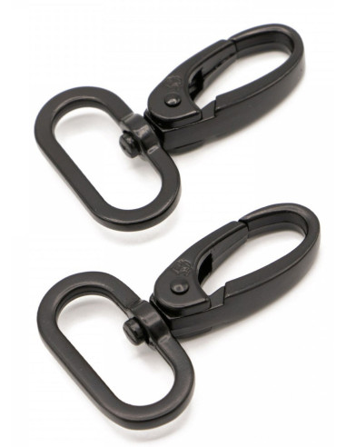 Set de 2 mousquetons passant 25 mm noir