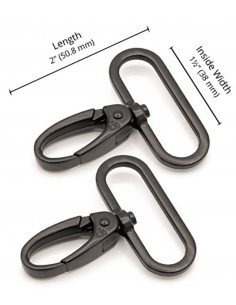 Set de 2 mousquetons passant 38 mm noir 2