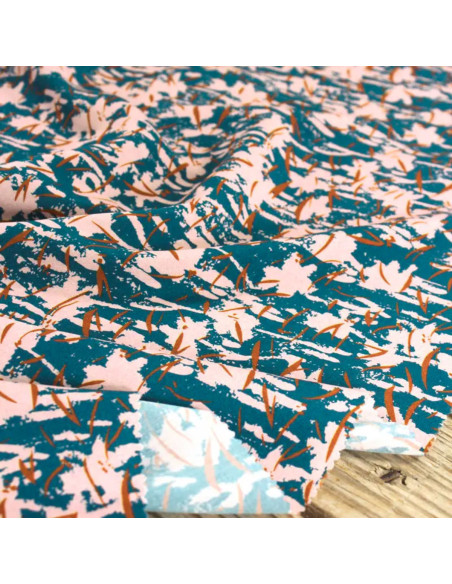 Tissu popeline de viscose Craie bleu pétrole - Églantine & Zoé