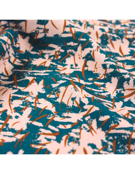 Tissu popeline de viscose Craie bleu pétrole - Églantine & Zoé