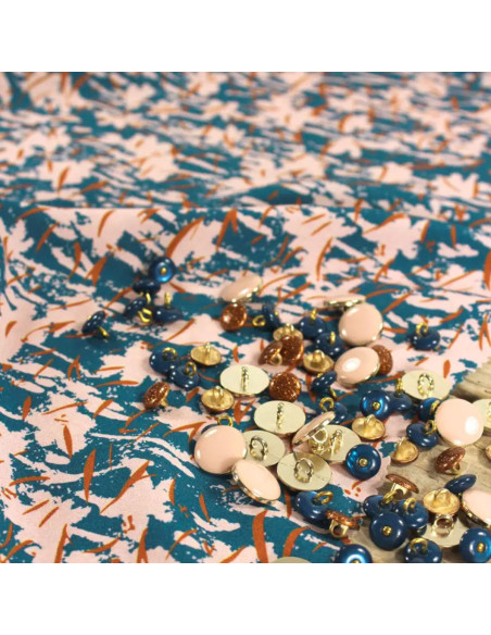 Tissu popeline de viscose Craie bleu pétrole - Églantine & Zoé