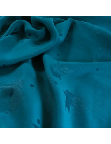 Tissu jacquard de viscose Streli bleu pétrole - Églantine & Zoé