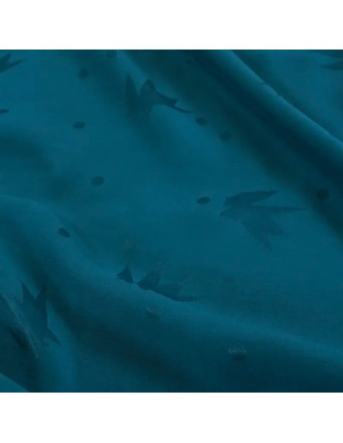 Tissu jacquard de viscose Streli bleu pétrole - Églantine & Zoé
