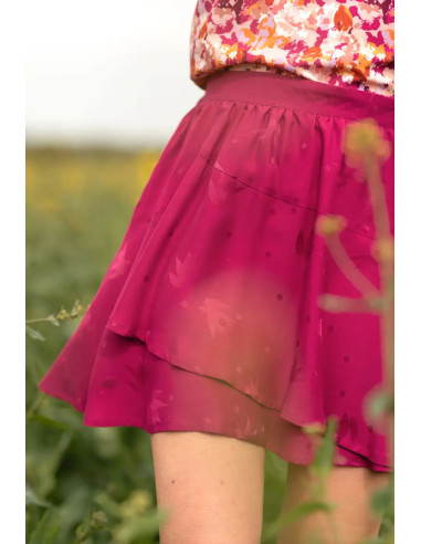 Tissu jacquard de viscose Streli rose magenta - Églantine & Zoé