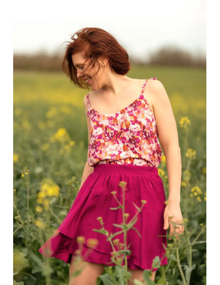 Tissu jacquard de viscose Streli rose magenta - Églantine & Zoé
