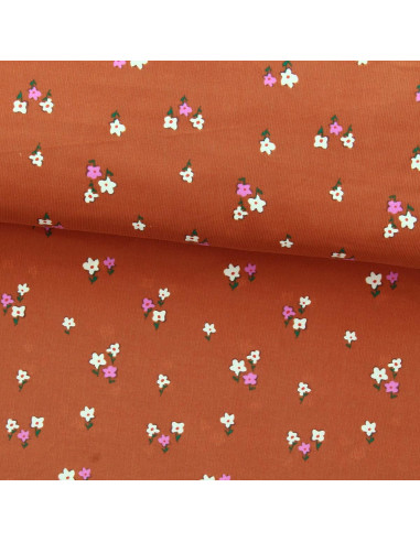 Tissu velours milleraies imprimé - Joyflo rouille